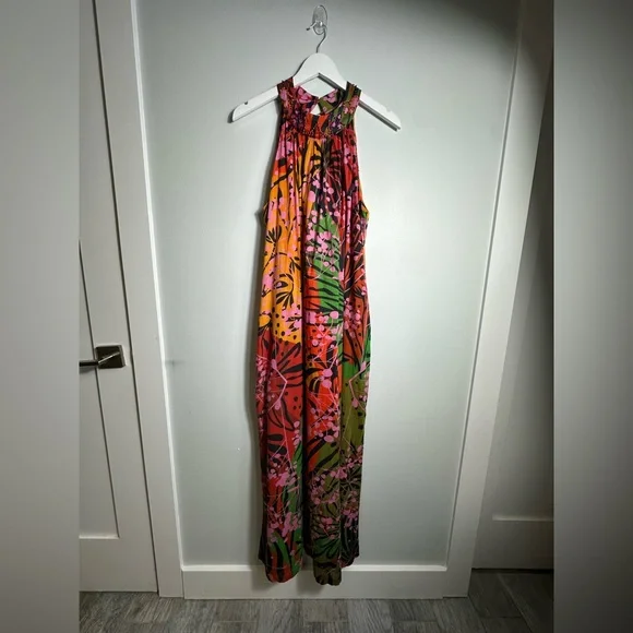 Roopa Pemmaraju X Anthropologie Floral Maxi Halter Beaded Colorful Dress Size XL - Picture 10 of 17